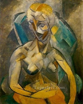 パブロ・ピカソ Painting - 肘掛け椅子に座る裸の女性 1913年 パブロ・ピカソ